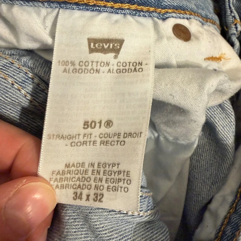 Vintage Y2K Levis 501 Original Fit Straight‎ Leg Light Wash Jeans Mens 34x32